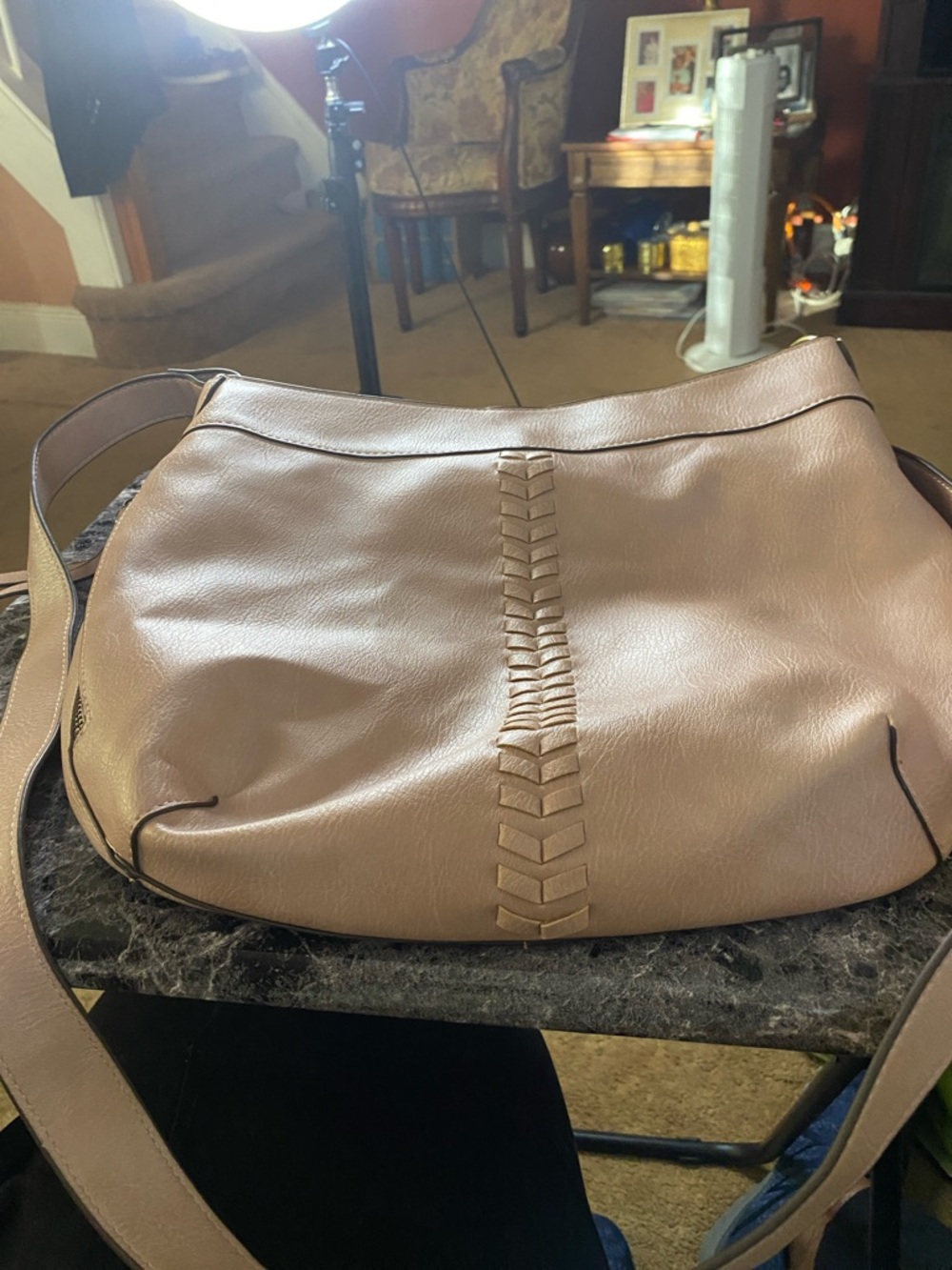 Women's pink faux Leather crossbody saddle Bag - Elegant Everyday Carry